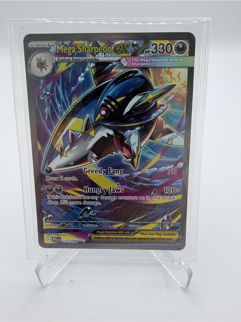 Pokemon Mega Sharpedo EX Trading Card - Black, Blue, Yellow